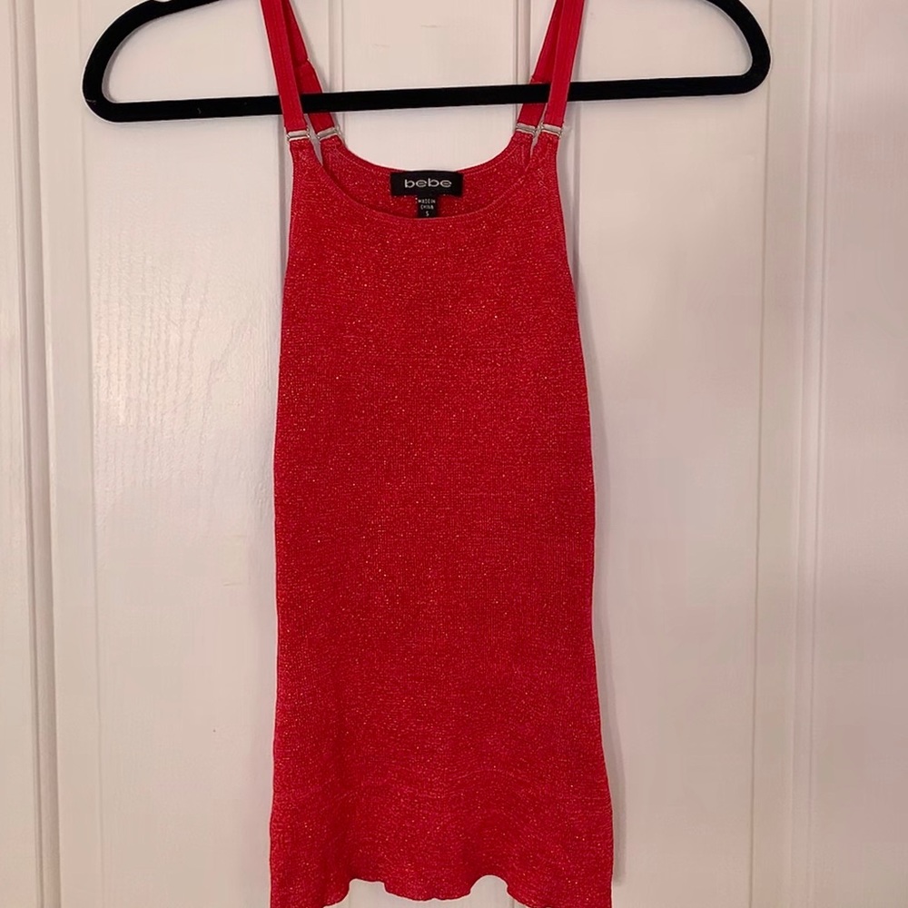 sparkly red bebe top